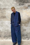 AVIVA JIFEI XUE Blue Striped Panel Wide Leg Pants S22-CWLP